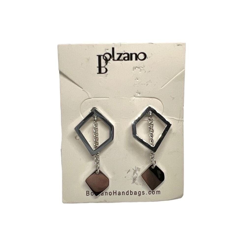 Bolzano Handbags dangle earrings chain abstract silver tone